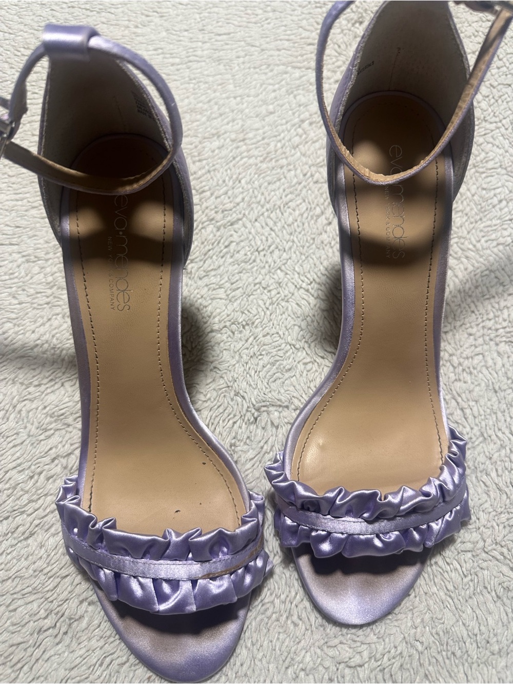Lavender Satin Ankle-Strap Heels